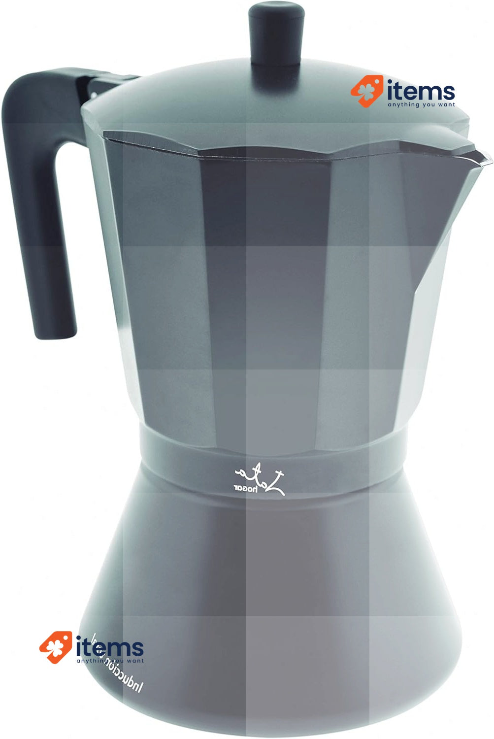 Jata CFI9 - Italian Induction Coffee Maker, Capacity 9 Cups Aluminium Black