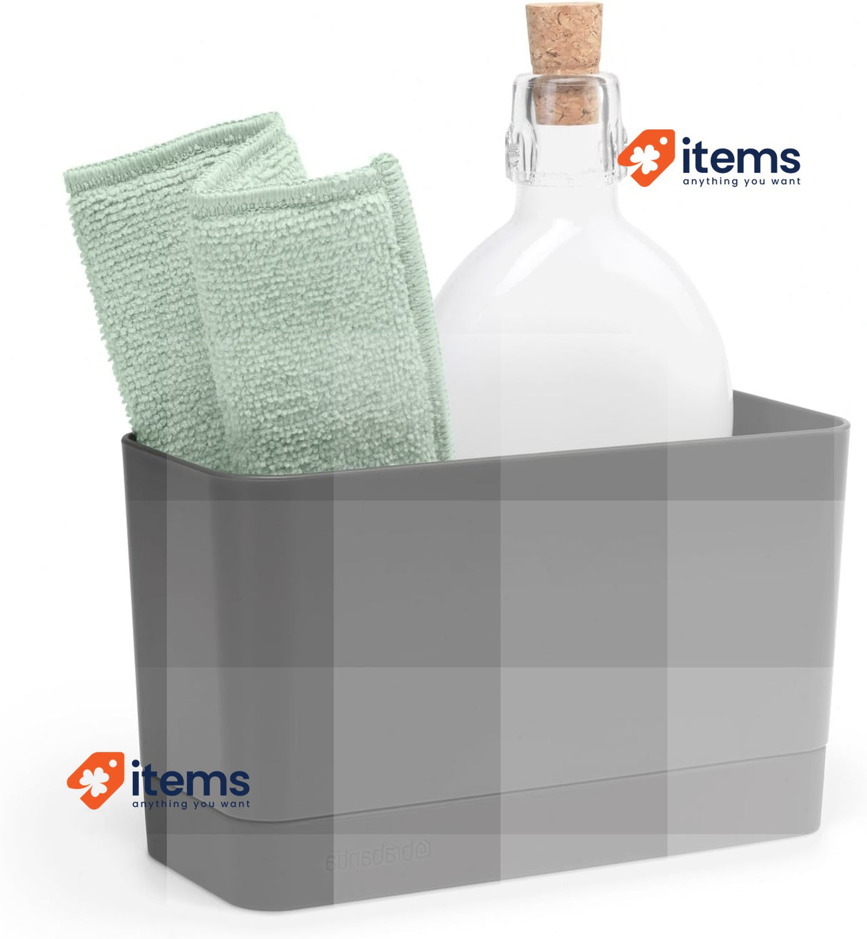 Brabantia 117503 Sink Organiser with Removable Tray, Dark Grey, 8.5x19x11.5cm