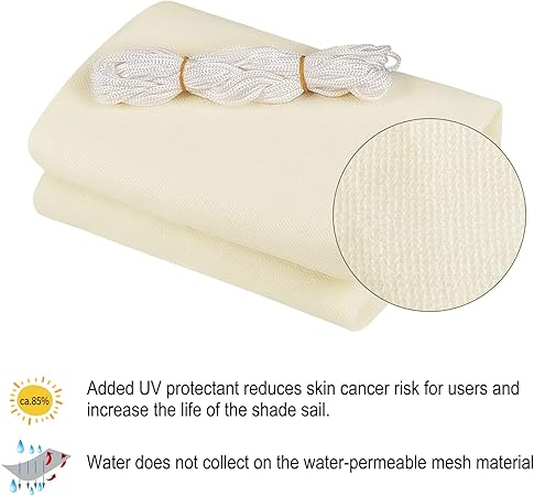 WOLTU Sun Shade Sail 2x2m Breathable HDPE Sail Shade UV Block Grey