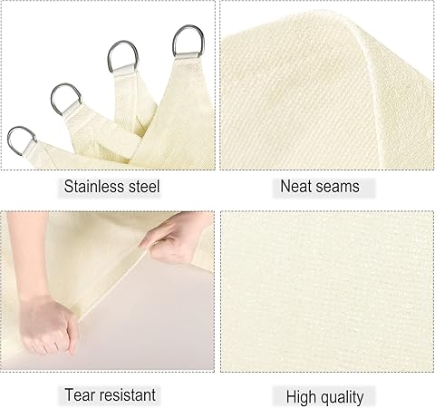 WOLTU Sun Shade Sail 2x2m Breathable HDPE Sail Shade UV Block Grey