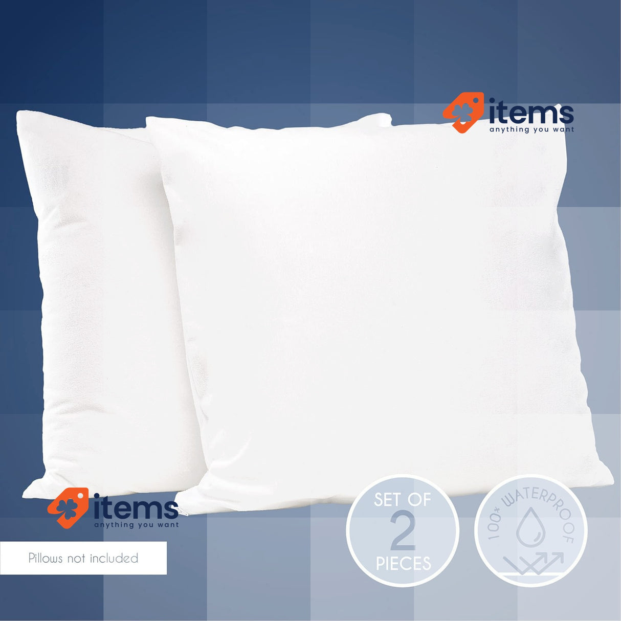 Dreamzie - Pack of 2 Pillow Protector Waterproof with Zipper 50 x 80 cm White