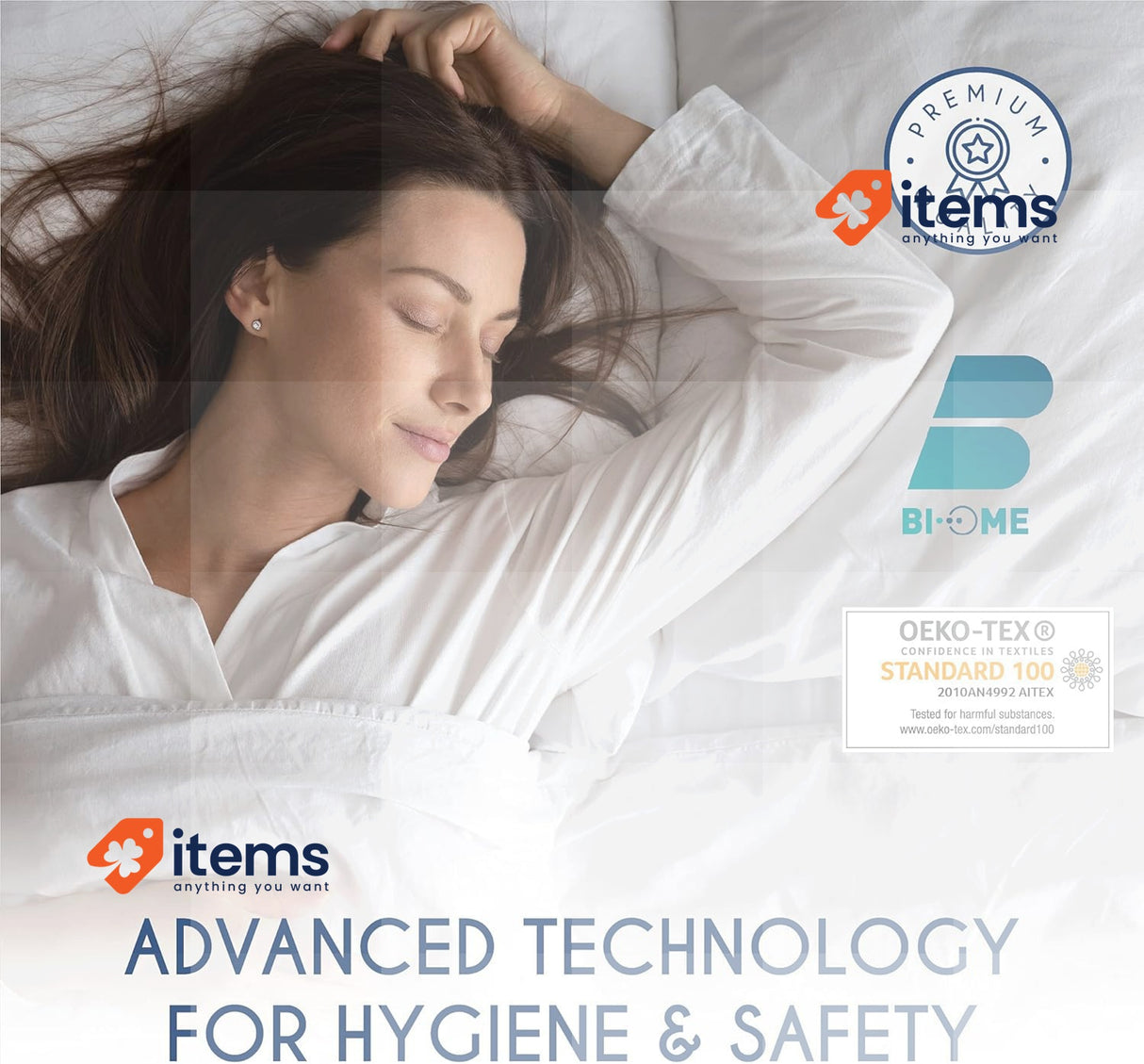 Dreamzie - Pack of 2 Pillow Protector Waterproof with Zipper 50 x 80 cm White