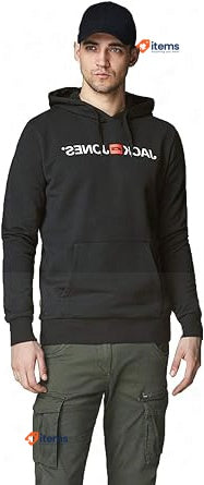 Jack & Jones Logo Activewear Hoodie For Men L - Jack, Black S Jjecorp Sweat Hood