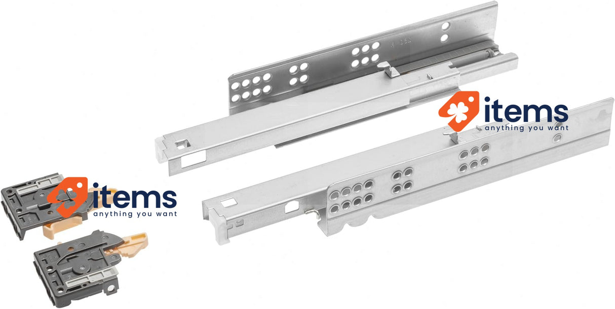 GTV - Underfloor Guides 1 Pair Drawer Slides With Soft Close System Self Closing