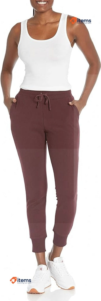 Amazon Essentials Women's Fleece Jogger Sweatpant Burgundy S Cuffed Jogging Plus