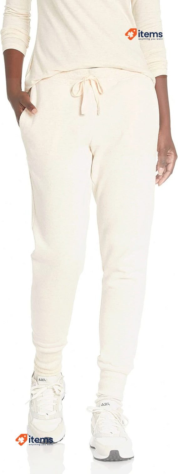 Amazon Essentials Women's Fleece Jogging Trouser Oatmeal Heather Large Cuffed