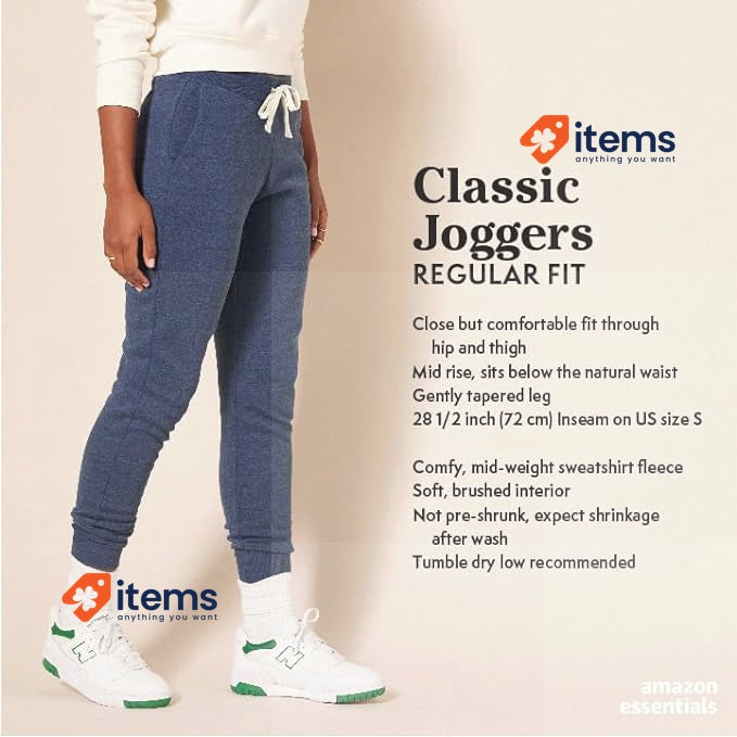 Amazon Essentials Women's Fleece Jogging Trouser Oatmeal Heather Large Cuffed