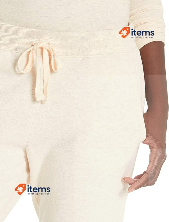 Amazon Essentials Women's Fleece Jogging Trouser Oatmeal Heather Large Cuffed