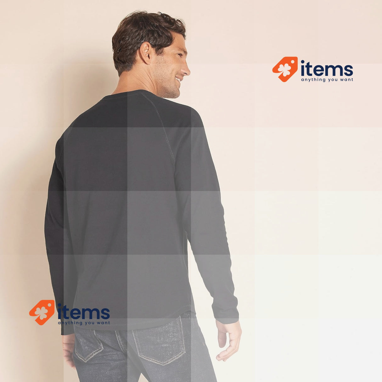 Amazon Essentials Henley Sleeve Top Long Adjustment Strap Men Black, Size Large