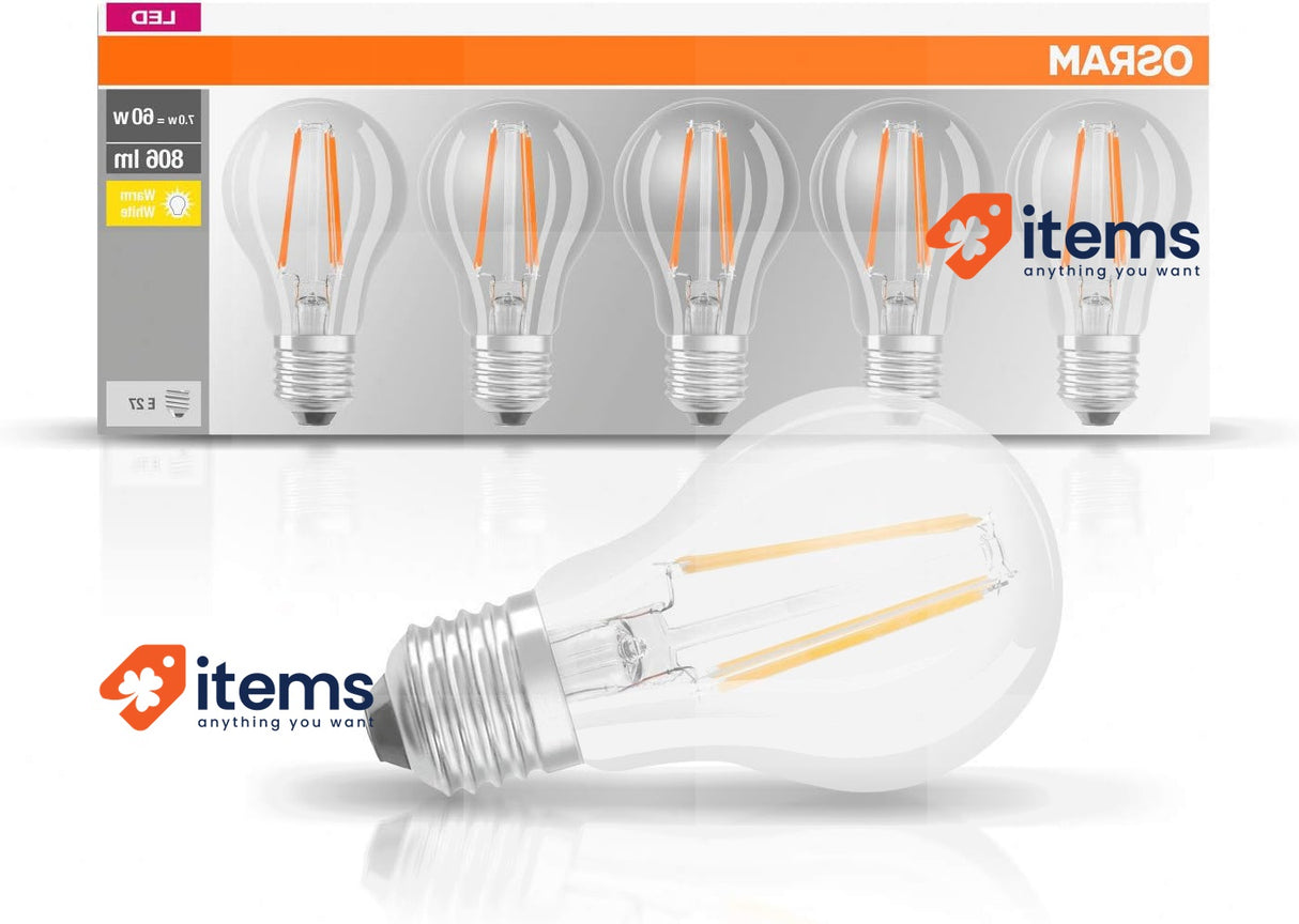 Osram LED Base Classic A Lamp, Socket: E27, Warm White, 2700 Kelvin