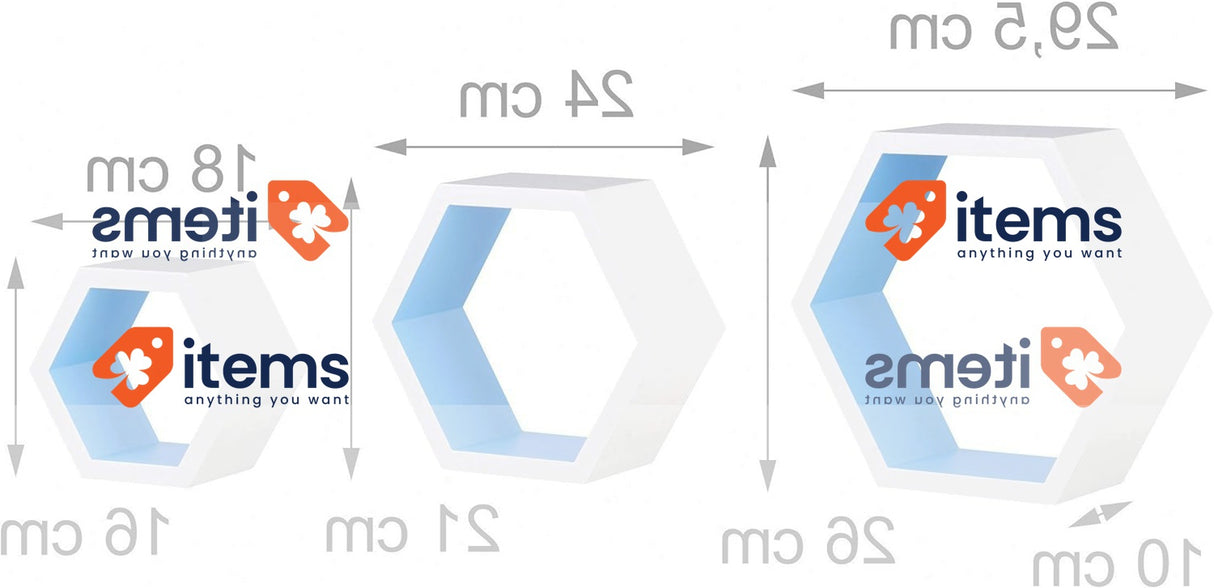 Relaxdays Hexagonal Wall Shelf White/Blue 3 Units