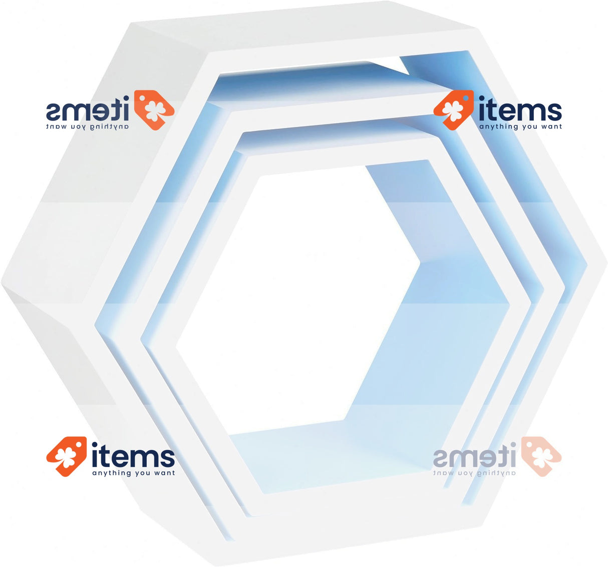 Relaxdays Hexagonal Wall Shelf White/Blue 3 Units