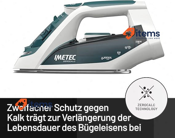 Imetec ZeroCalc Z1 2500 - Steam Iron Antique Technology Stainless Steel Plate