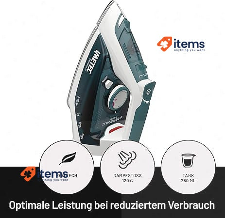 Imetec ZeroCalc Z1 2500 - Steam Iron Antique Technology Stainless Steel Plate