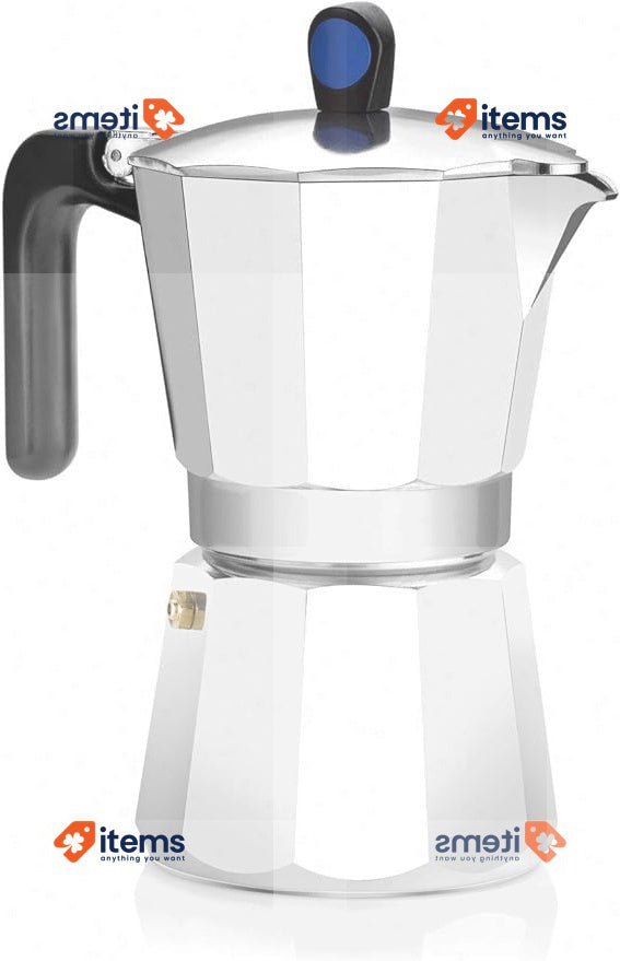 Monix Italien Coffee Maker, Aluminum, 9 Cup Capacity, (Silver)