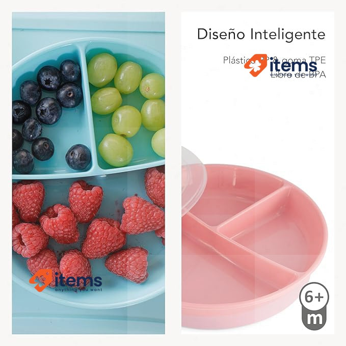 Twistshake Baby Plate With Airtight Lid | BPA - Free Weaning Grey Pastel Lid|