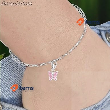 For Dich Pink Crystal Butterfly Charm Pendant 925 Real Silver Cubic Zirconia