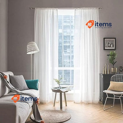 MIULEE 2 Panels Solid Color Sheer Window Curtains White Christmas Decoration L