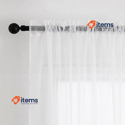 MIULEE 2 Panels Solid Color Sheer Window Curtains White Christmas Decoration L
