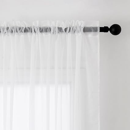 MIULEE 2 Panels Solid Color Sheer Window Curtains White