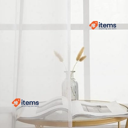 MIULEE 2 Panels Solid Color Sheer Window Curtains White Christmas Decoration L