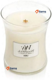 Woodwick Medium Hourglass Scented Candle Linen With Crackling Wick Up To 60 Hr