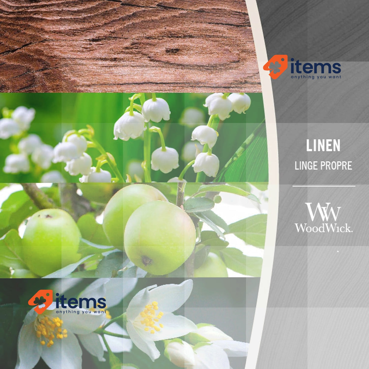 WoodWick Medium Hourglass Scented Candle Linen with Crackling Wick Up to 60 Hr