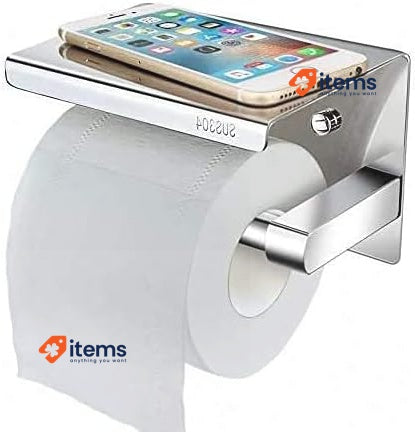 Telgoner Wall Mounted No Drilling Toilet Paper Roll Holder Self Adhesive