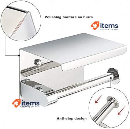 Telgoner Wall Mounted No Drilling Toilet Paper Roll Holder Self Adhesive