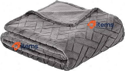 Amazon Basics - Cuddle Cloth, Embossing Pattern, Grey, 150 X 200 Cm Fleece Throw