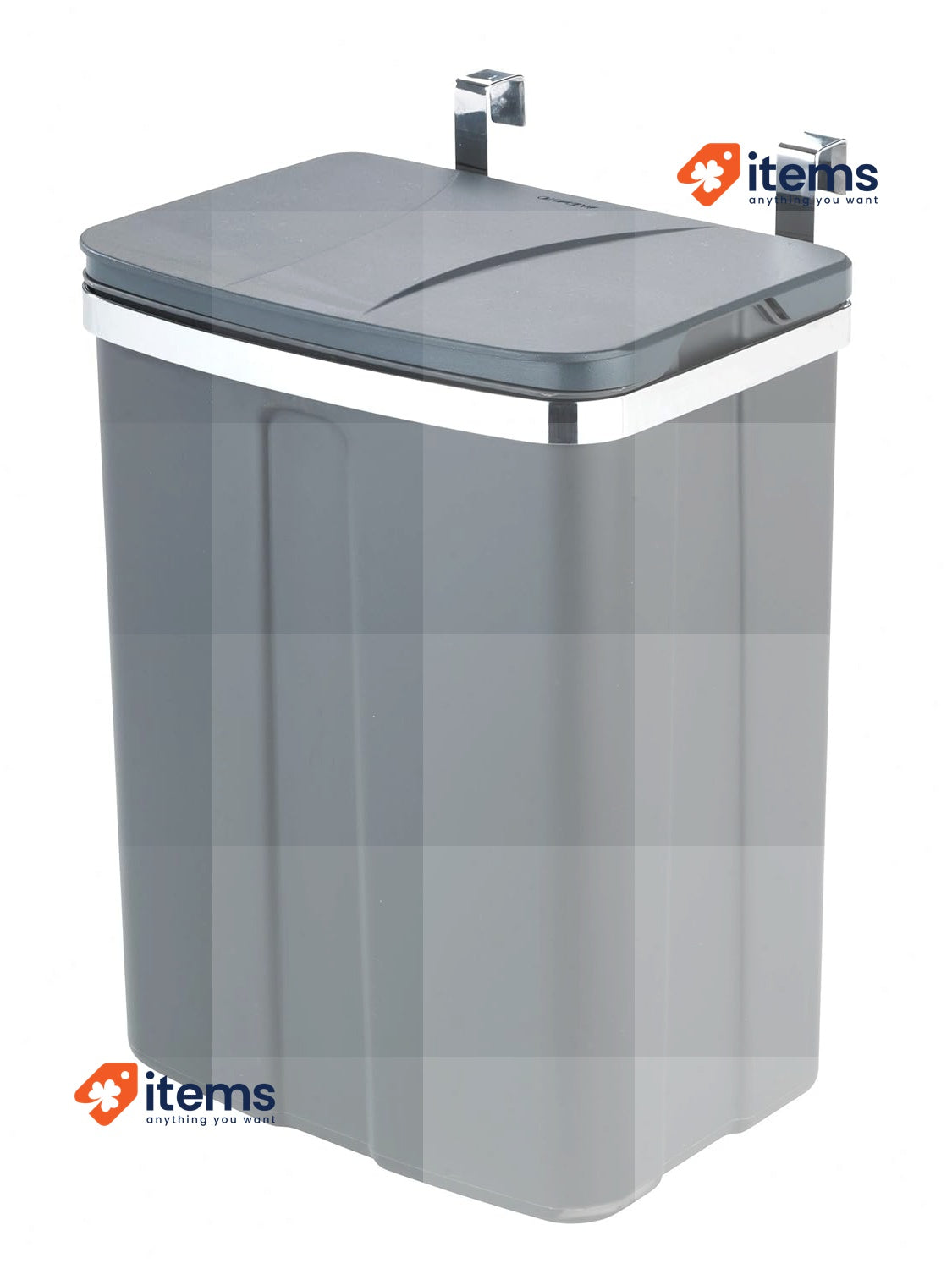 Wenko Garbage bin kitchen trash can hanging gray 12l