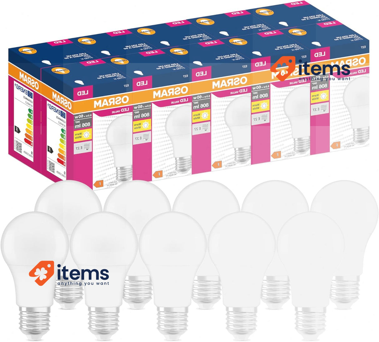OSRAM LED Lamps, Classic Bulb Shape A, 8.5 W, Warm White Light Bulbs 8.50 W 60 W