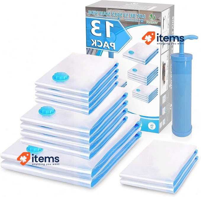 VOUNOT 12-Pack Vacuum Storage Bags Clear