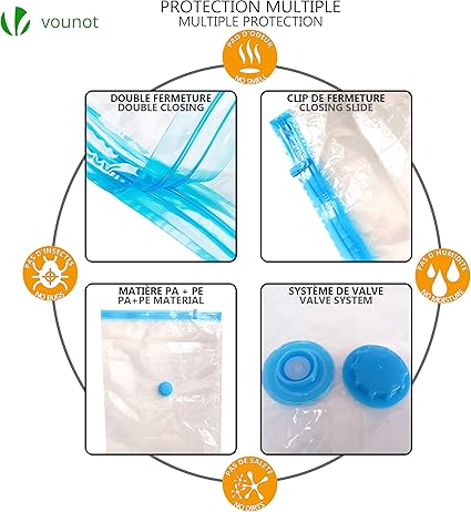 VOUNOT 12-Pack Vacuum Storage Bags for Clothes, Duvets, Pillows