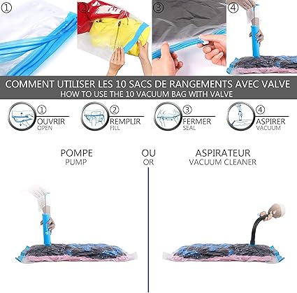 VOUNOT 12-Pack Vacuum Storage Bags for Clothes, Duvets, Pillows