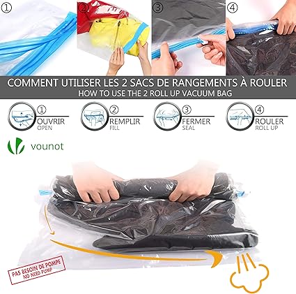 VOUNOT 12-Pack Vacuum Storage Bags for Clothes, Duvets, Pillows
