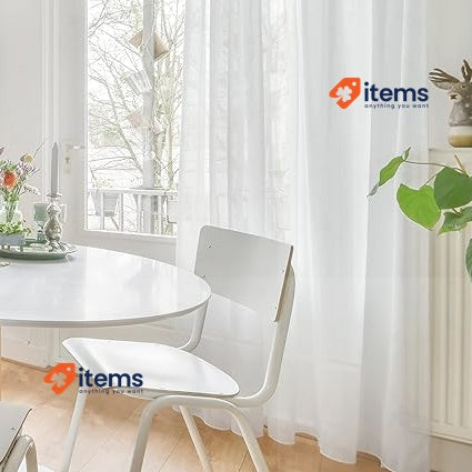 Deconovo Net Curtains Long Drop White, 2 Panels Semi Transparent Voile Curtain