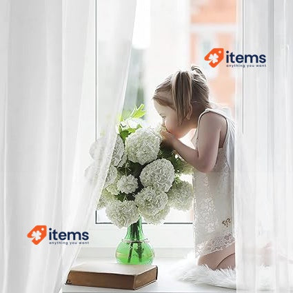 Deconovo Net Curtains Long Drop White, 2 Panels Semi Transparent Voile Curtain