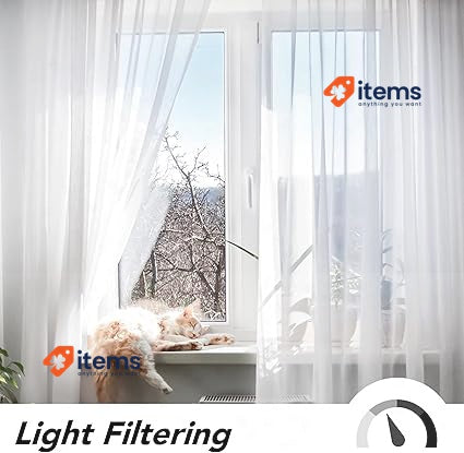 Deconovo Net Curtains Long Drop White, 2 Panels Semi Transparent Voile Curtain
