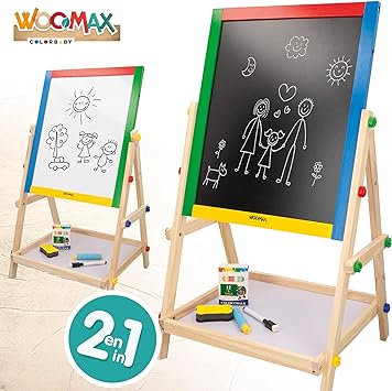COLORBABY – Wooden Whiteboard and Black Play&Learn, Multi-Colour (43688)