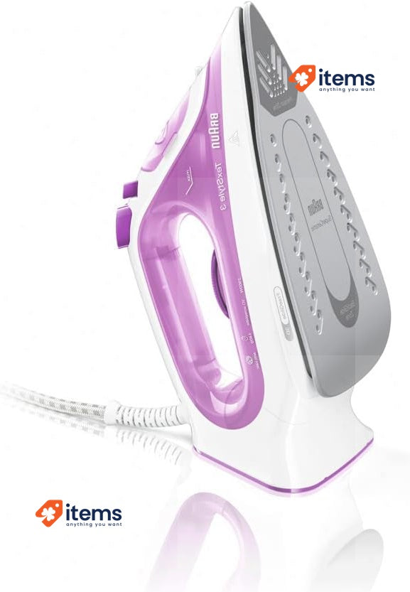 Braun Texstyle 3 SI3030PU Steam Iron, Steam Shot 140g/min 2m Cord, Purple