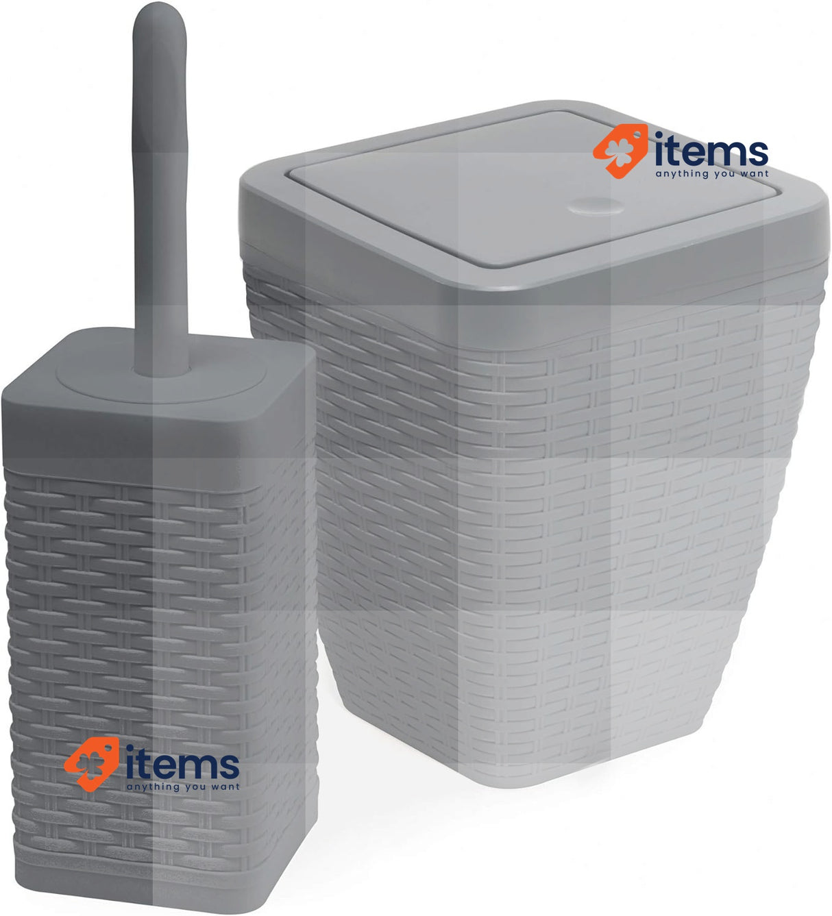 Addis 517487 Saqure Bathroom Bin Addis Faux Charcoal Rattan Square Includes