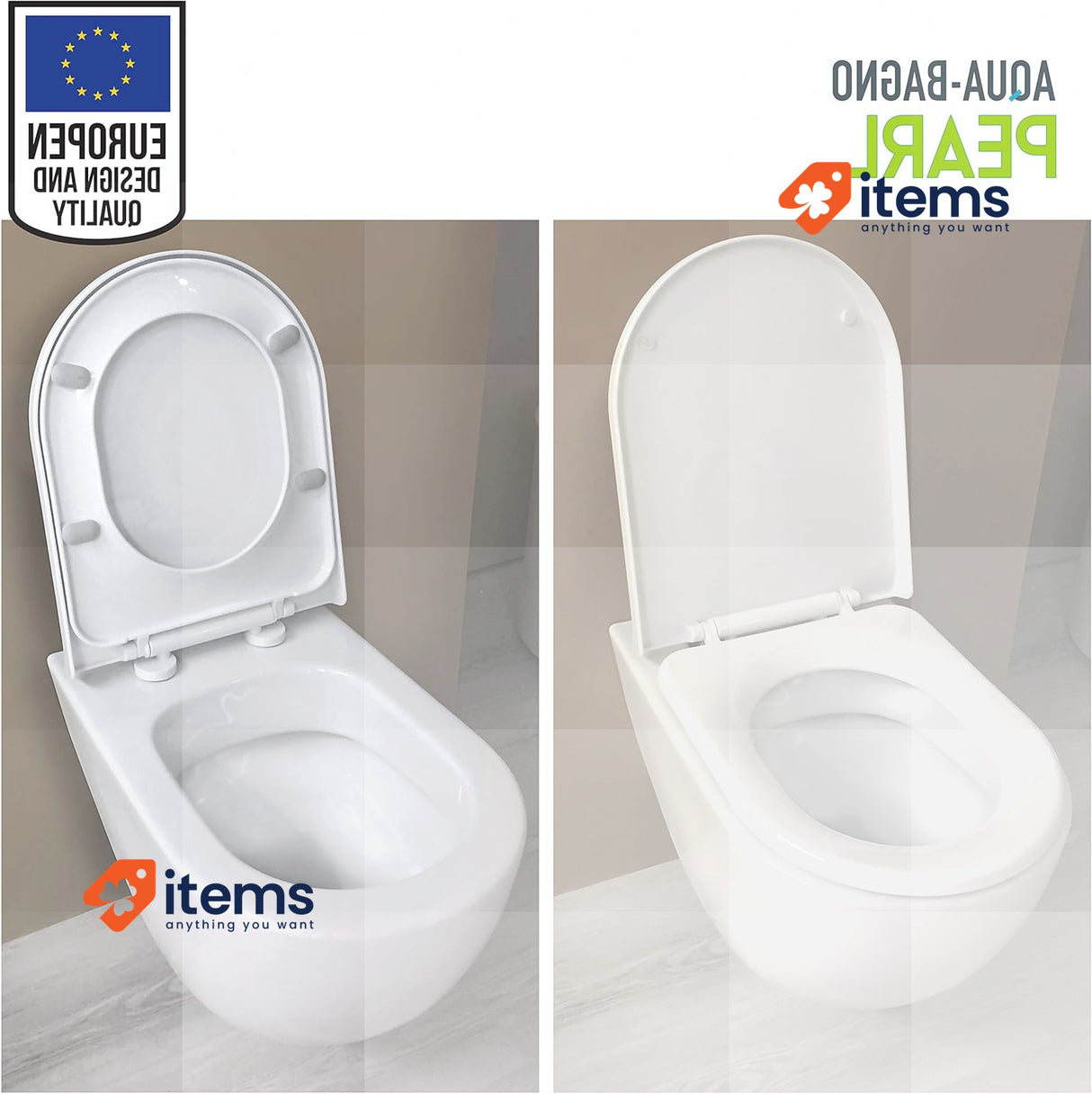 Aqua Bagno White Polypropylene D - Shaped TOILET_SEAT Soft Close Seats D-Shaped