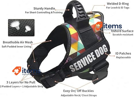 Wodondog Adjustable Reflective Dog Harness Multicolor Anti - Pull Soft Padded