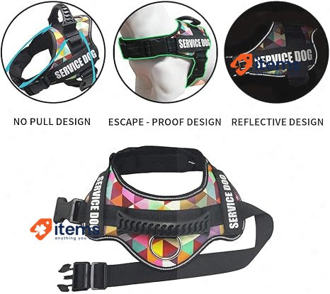 Wodondog Adjustable Reflective Dog Harness Multicolor Anti - Pull Soft Padded