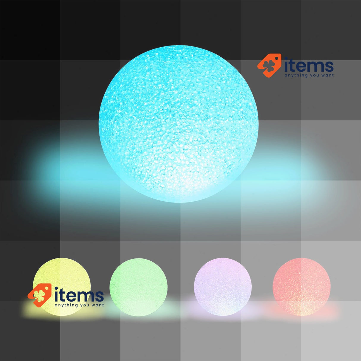 Relaxdays Indoor LED Lamp Battery-Operated No Cable, Mood Light Ball Multicolor