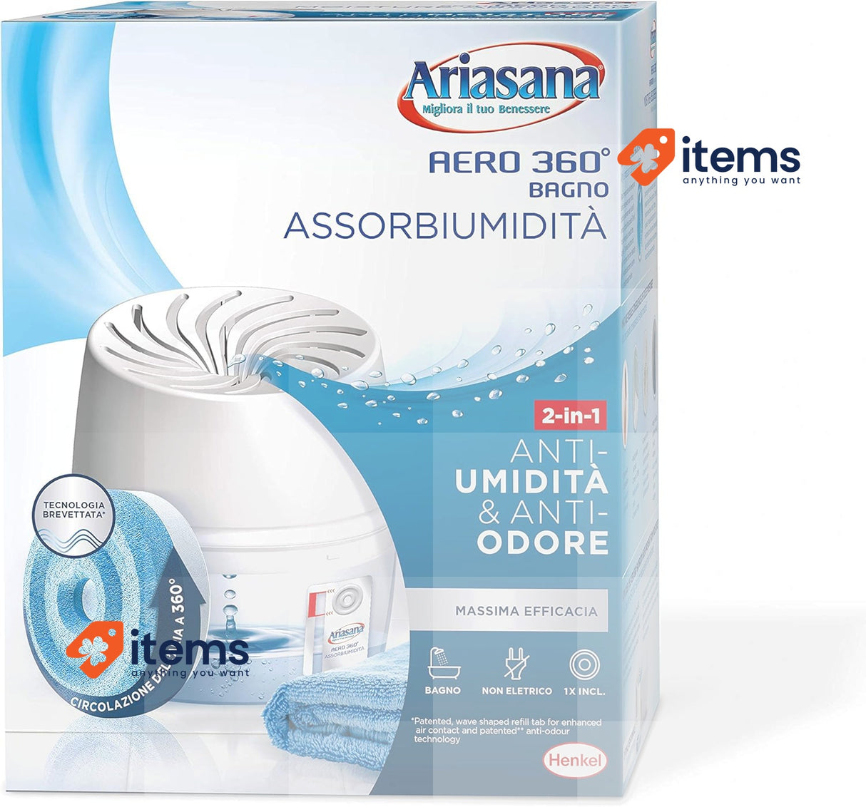 Ariasana 2366100 Aero 360 Bathroom Moisture Absorption Kit White Dehumidifiers