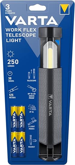 Varta Flex Telescope Light 4AA batteries Black