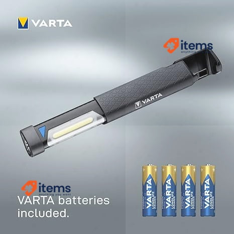 Varta Flex Telescope Work Light - 2‑in‑1 Spotlight & Area Light, IP54, Uses 4×AA