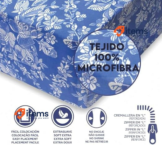 Degrees Home - Mattress Cover 135 Cm Blue Protector Zip Closure Anti Dust Mite